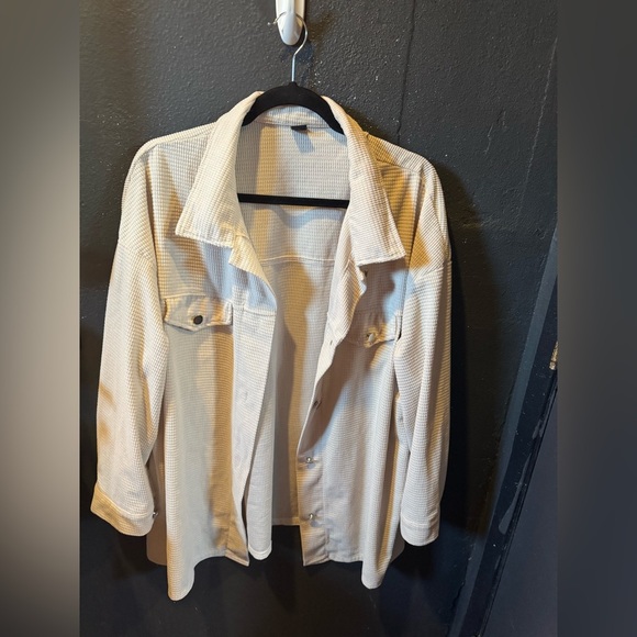 SHEIN Jackets & Blazers - SHEIN Cream Corduroy Button Up Shacket